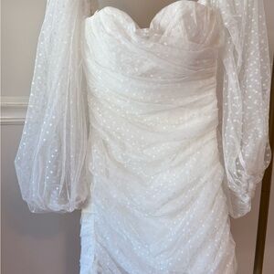 Lexi White Saya Dress - bridal, balloon long sleeves